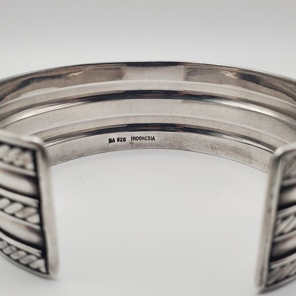 Vintage Sterling Silver Twisted Rope Cable 1” Wide Cuff Bracelet Men’s Women’s - Picture 8 of 11